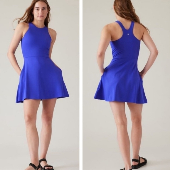 ATHLETA Conscious Athletic Halter Dress in Lazurite Blue. Size Small - Picture 1 of 16
